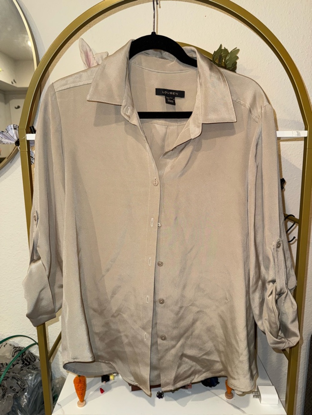 Louben Women's tan Button-Down Shirt
